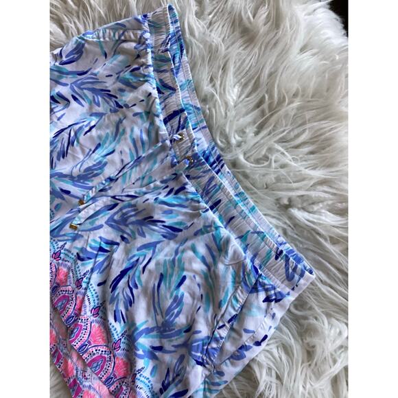 Lilly Pulitzer Women's Katia Shorts Flocked Together Pattern Blue Pink Large - Picture 3 of 9